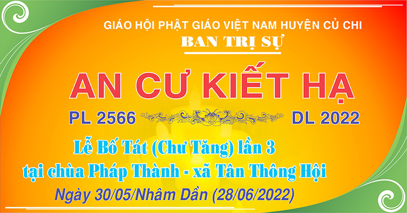 Tp. HCM: H. Củ Chi, Lễ bố tát kỳ 3 mùa an cư kiết hạ PL: 2566 DL: 2022