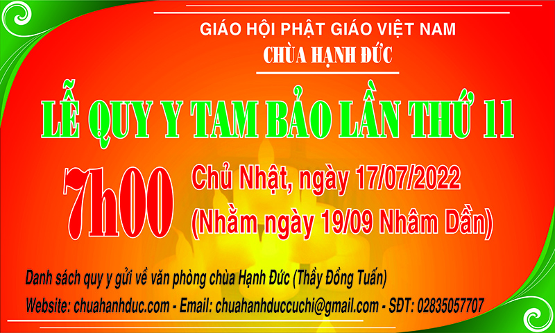 Thông Báo Quy Y Tam Bảo lần thứ 11