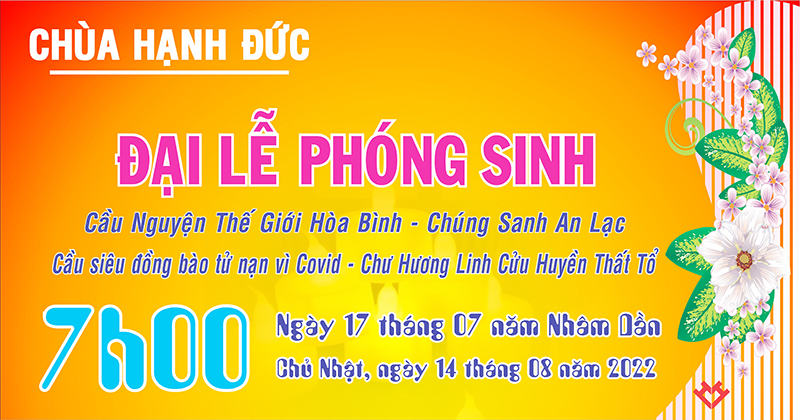 Tp. HCM: H. Củ Chi, Đại lễ phóng sinh lần thứ 1 tại chùa Hạnh Đức