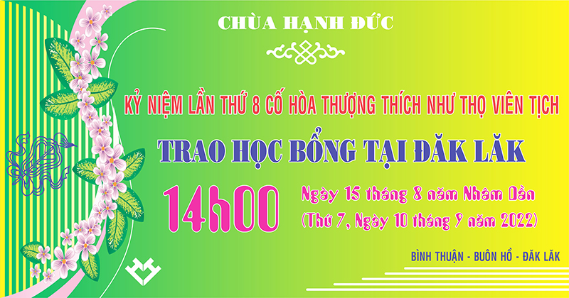 Tp.HCM, H. Củ Chi, Chùa Hạnh Đức trao học bổng tại Đăk Lăk 