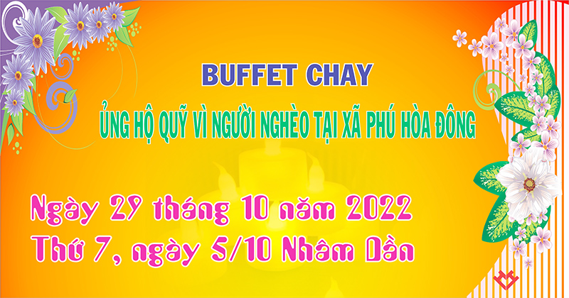 Tp. HCM, H. Củ Chi, Buffet chay ủng hộ quỹ vì người nghèo thành tựu viên mãn do UBMTTQVN xã Phú Hòa Đông tổ chức