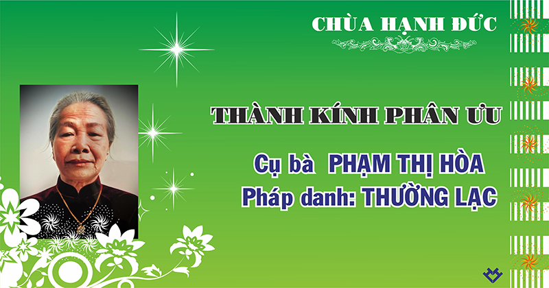 Chùa Hạnh Đức phân ưu cùng ông Vũ Huy Long và gia đình