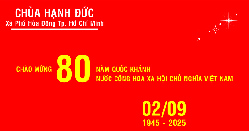 Tp. HCM: xã Phú Hòa Đông, chùa Hạnh Đức trang nghiêm cờ Tổ Quốc hướng về ngày Quốc Khánh