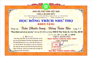 Tp. HCM: Học bổng Thích Như Thọ, hơn 140 triệu hỗ trợ học sinh sinh viên 